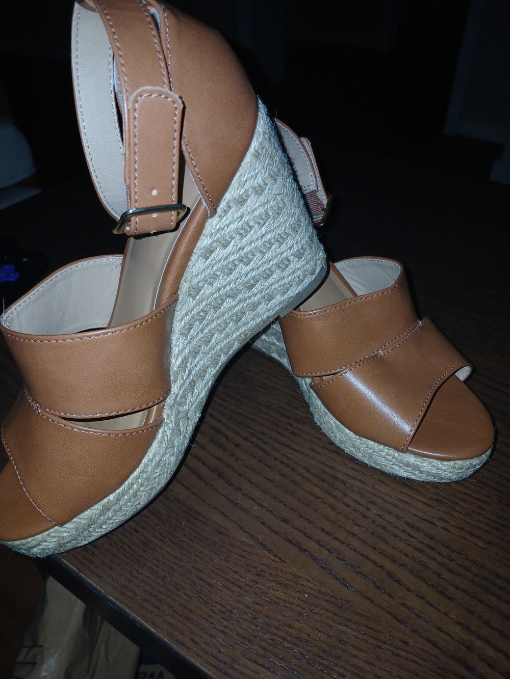 Time and Tru Tan Espadrille Wedge Sandals